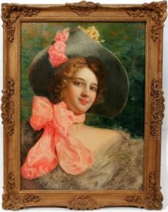 Portrait Of A Lady In A Flowered Hat Portrait Of A Lady In A Flowered Hat
