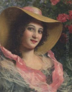 Study Of A Lady In A Pink-brimmed Hat