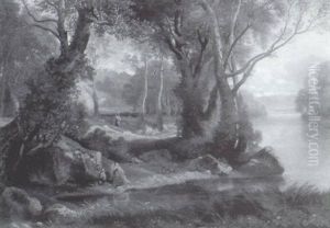 Sous-bois Pres De La Riviere by Jean Joseph Francois Bellel