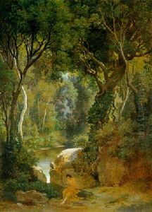 Au Bord Du Lac Dans La Campagne Romaine by Jean Joseph Francois Bellel