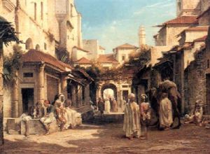 A Street In Cairo by Jean Joseph Francois Bellel