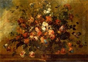 Nature Morte Au Bouquet De Fleurs Sur Un Entablement (+ Similar; Pair)