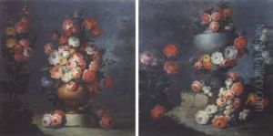 Bouquet De Fleurs Sur Un Entablement by Michel Bruno Bellenge