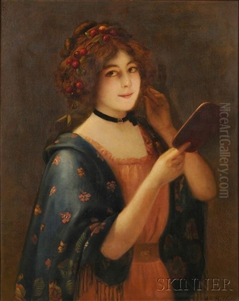 Young Beauty Holding A Mirror - view 1