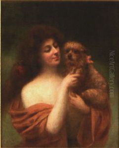 Woman And Her Dog by Auguste Emile Bellet