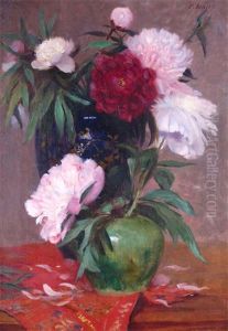 Still Life Of Carnations In Two Vases by Pierre Bellet