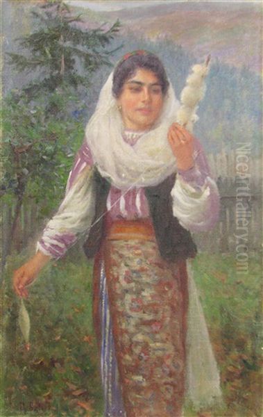 Peasant With Distaff - view 1