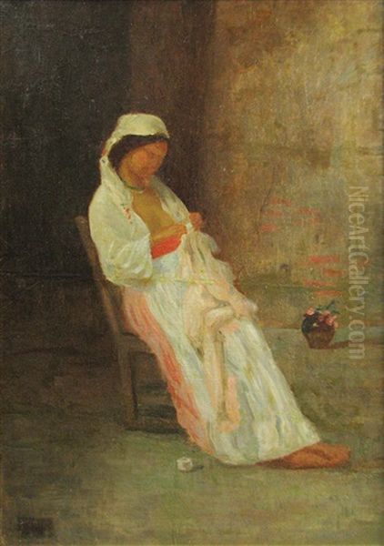 Girl Sewing - view 1