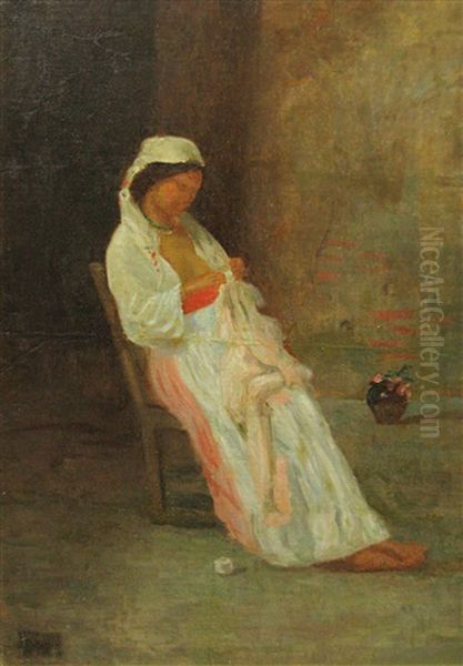 Woman Sewing - view 1
