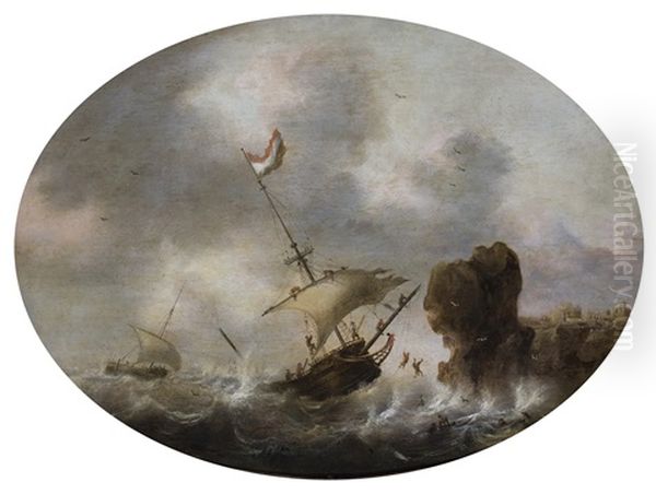 Shipwrecking Off A Rocky Coast - view 1