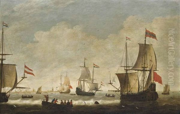 The Dutch Fleet Getting Underway From Their Anchorage Off Amsterdam - view 1