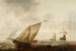 Marine Mit Seglern Im Wind by Jacob Adriaenz. Bellevois