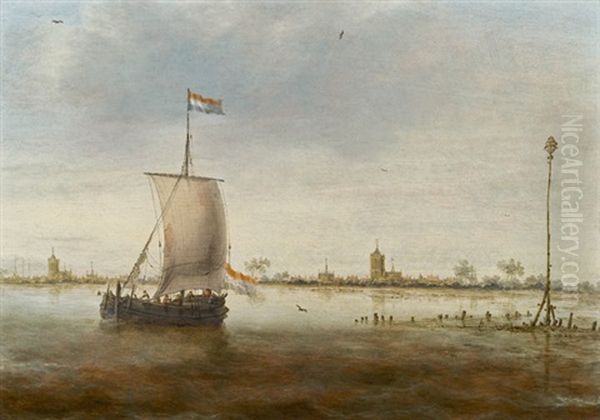 Segelschiff Vor Einer Hollandischen Kustenstadt - view 1