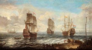 Segelfartyg Pa Redden by Jacob Adriaenz. Bellevois