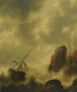 A Ship Foundering Off A Rocky Coast by Jacob Adriaenz. Bellevois
