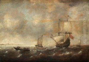Kustbild Med Segelfartyg by Jacob Adriaenz. Bellevois