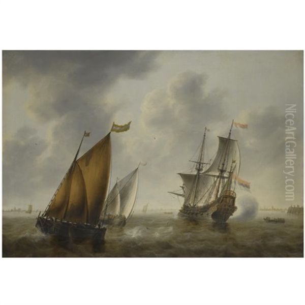 Shipping In A Breeze Off The Dutch Coast - view 1