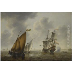 Shipping In A Breeze Off The Dutch Coast