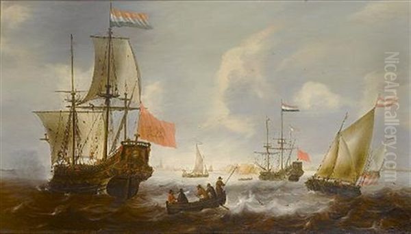 Dutch Frigates And Fishing Boats Off The Coast Of Vlissingen - view 1