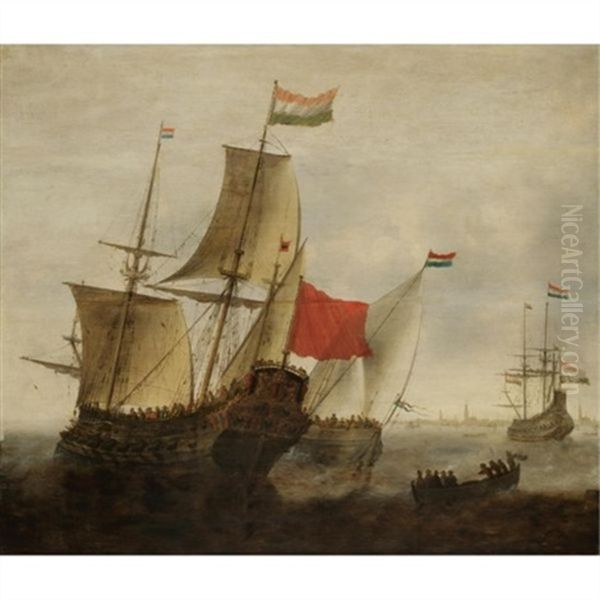 A Dutch Man-of-war And Merchantmen Off Amsterdam - view 1