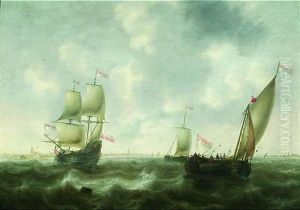 Schiffe Vor Hollandischer Kuste by Jacob Adriaenz. Bellevois