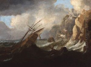 Strandende Segelschiffe An Einer Felsigen Kuste Strandende Segelschiffe An Einer Felsigen Kuste