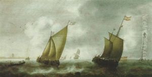 Schiffe Auf Bewegter See by Jacob Adriaenz. Bellevois