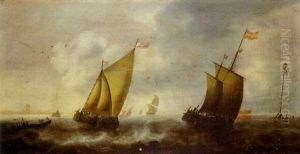 Segelschiffe Vor Der Kuste by Jacob Adriaenz. Bellevois