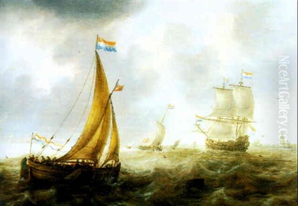 Zahlreiche Segelschiffe Vor Der Kuste - view 1