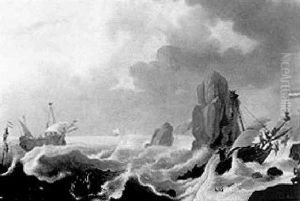 Sailors Escaping From A Wreck By A Rocky Shore Sailors Escaping From A Wreck By A Rocky Shore