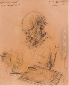Retrato De Joaquin Mir A Su Paso De Gerona by Jose Aguilera