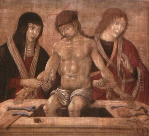 Cristo In Pieta Tra La Madonna E San Giovanni Evangelista by Gentile Bellini