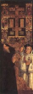 Cardinal Bessarion Attended By The Two Brothers Of The Scuola Della Carita In Prayer With The Bessarion Reliquary by Gentile Bellini