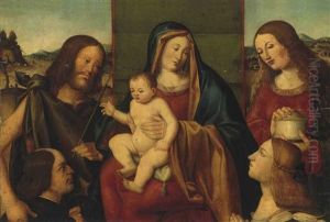 The Holy Family With Saints John The Baptist And Mary Magdalene, With Two Donors by Giovanni Bellini