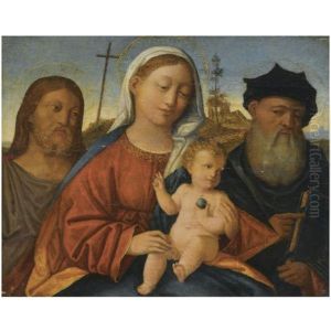 The Madonna And Child With Saint John The Baptist And Another Male Saint by Giovanni Bellini