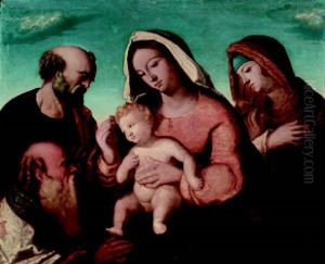 Die Heilige Famile, Maria Magdalena Und Ein Kniender Konig by Giovanni Bellini
