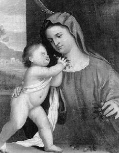 Madonna And Child With Landscape Beyond by Giovanni Bellini