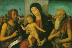La Vierge Et L'enfant Entre Saint Jean-baptiste Et Saint Jerome Sur Fond De Paysage by Giovanni Bellini