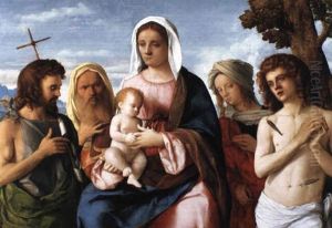 The Virgin And Child With Saints John, Zachariah, Margaret And Sebastian by Giovanni Bellini