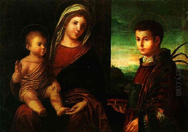 Madonna And Child With A Male Martyr Saint - view 1