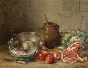 Nature Morte Aux Fruits, Legumes, Poissons Et Viandes by Hubert Bellis