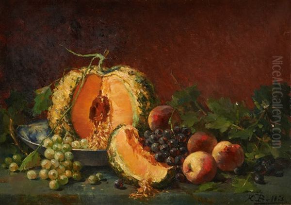 Nature Morte A La Pasteque Et Aux Raisins - view 1