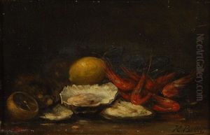 Huitres, Ecrevisses Et Citrons Sur Une Table by Hubert Bellis