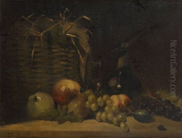 Nature Morte Aux Fruits Et A La Bouteille De Vin - view 1