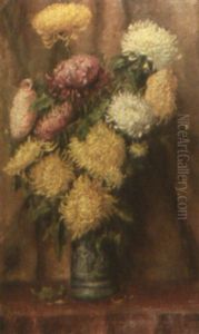Bouquet De Chrysanthemes Dans Un Vase by Hubert Bellis