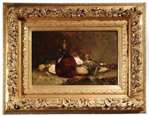 Stilleben Mit Kugelflasche, Austern Und Zitrone by Hubert Bellis