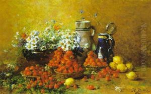 Wiesenblumenstraus Mit Erdbeeren Und Zitronen