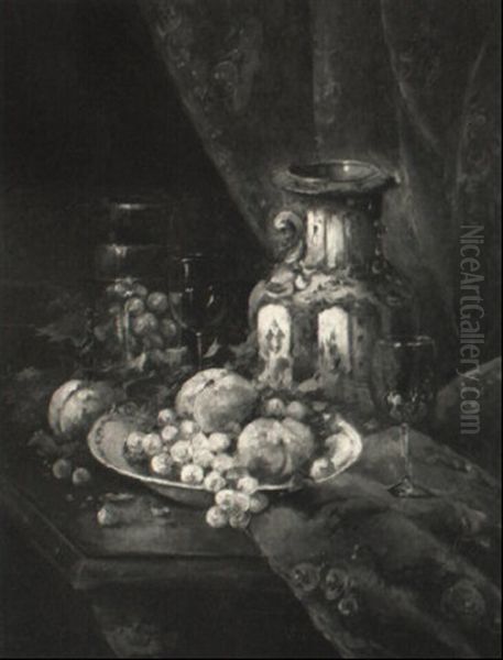 Stilleben Mit Obst, Weingl,ser Und Vase - view 1