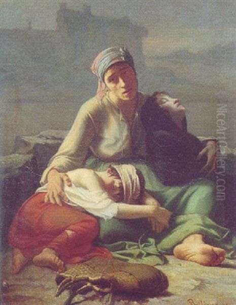 Mere Protegeant Ses Enfants Apres L'inondation De 1856 - view 1