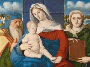 A Sacra Conversazione : The Madonna And Child With Saint Simeon And A Female Saint A Sacra Conversazione : The Madonna And Child With Saint Simeon And A Female Saint